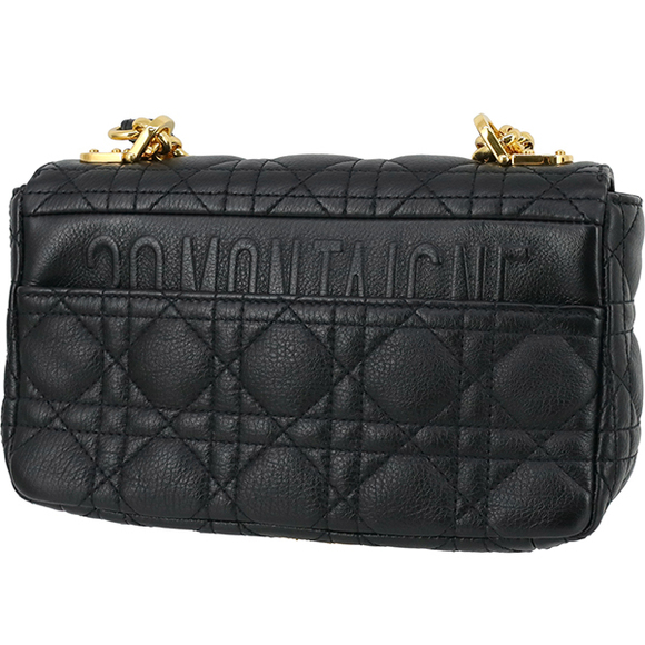 Dior Bag Cannage Shoulder Logo Cd Flap Bag Caro Black Calfskin Small - Picture 1 of 11